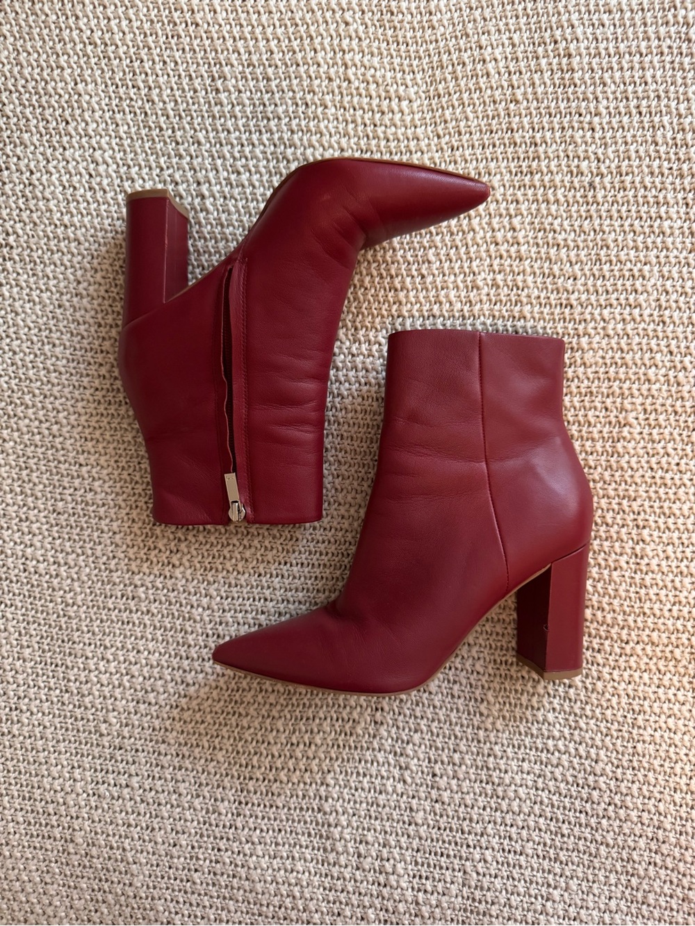 Marc Fisher Wine Pointed Toe Block Heel Ankle Boots